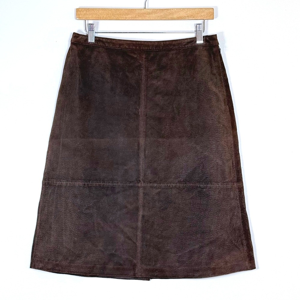 Y2K‎ Vintage Genuine Suede Skirt Womens Size 8 Brown A Line Axcess Liz Claiborne